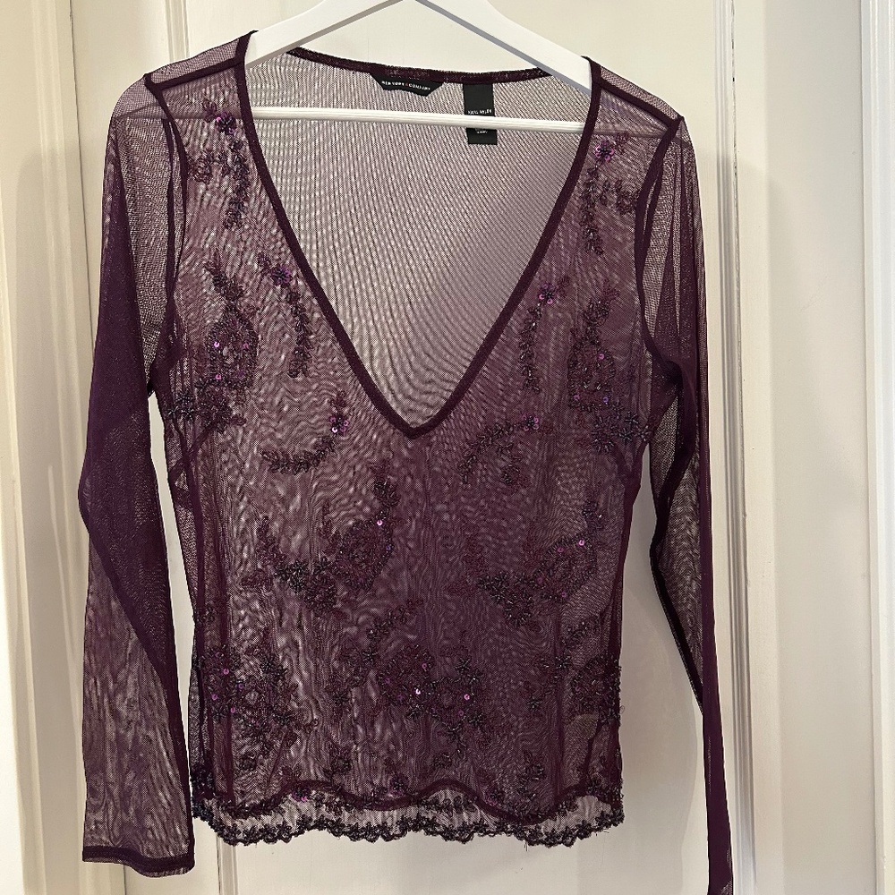 Beaded long sleeve New York & Company women’s Medium toptop